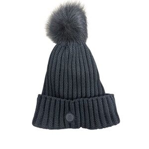 Bogner Charcoal Knit Beanie with Pom-Pom